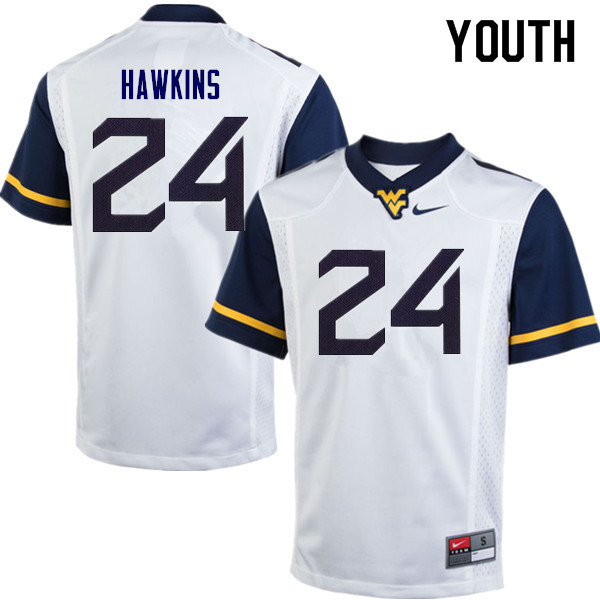 Youth #24 Roman Hawkins West Virginia Mountaineers College Football Jerseys Sale-White - Click Image to Close